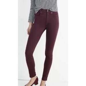 Madewell Skinny Skinny Stretch Jeans Mid-Rise Maroon Burgundy Red Wine Sz 26
